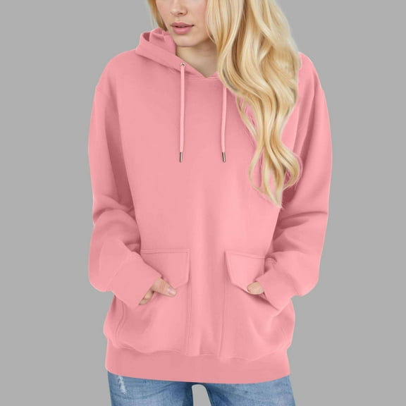 Pincandy Women's Lightweight Pullover Hoodie Long Sleeve Casual Loose Fit with Two Front Pockets Fall Winter Sweatshirt