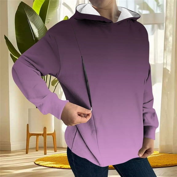 Pincandy Women's Nursing Hoodie Breastfeeding Maternity Sweatshirt Zip Long Sleeve Pregnancy Pullover Fall Fleece Sweater Tops