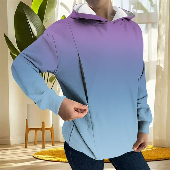 Pincandy Women's Nursing Hoodie Breastfeeding Maternity Sweatshirt Zip Long Sleeve Pregnancy Pullover Fall Fleece Sweater Tops