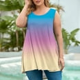 thumbnail image 1 of Pincandy Women's Oversized Short Sleeved T-shirt Loose Tank Top Casual Trendy Ombre Gradient U-Neck Sleeveless Beach Vacation Mini Tank Sundress with Pocket,Blue,3XL, 1 of 5
