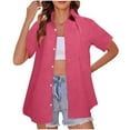 thumbnail image 1 of Pincandy Women's Plaid Short Sleeve Button Down Shirt Casual Summer Blouses Tops, 1 of 6