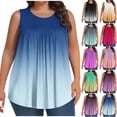 thumbnail image 1 of Pincandy Women's Plus Size Solid Color Gradient Print Crew Neck Tank Top Soft Breathable Top Ideal for Home Lounge and Summer Beach Vacation Outfits, 1 of 6