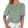 thumbnail image 1 of Pincandy Women's Polka Dot 3/4 Sleeve Blouse Tops Ladies Casual Office Work Crew Neck T-Shirt, 1 of 6