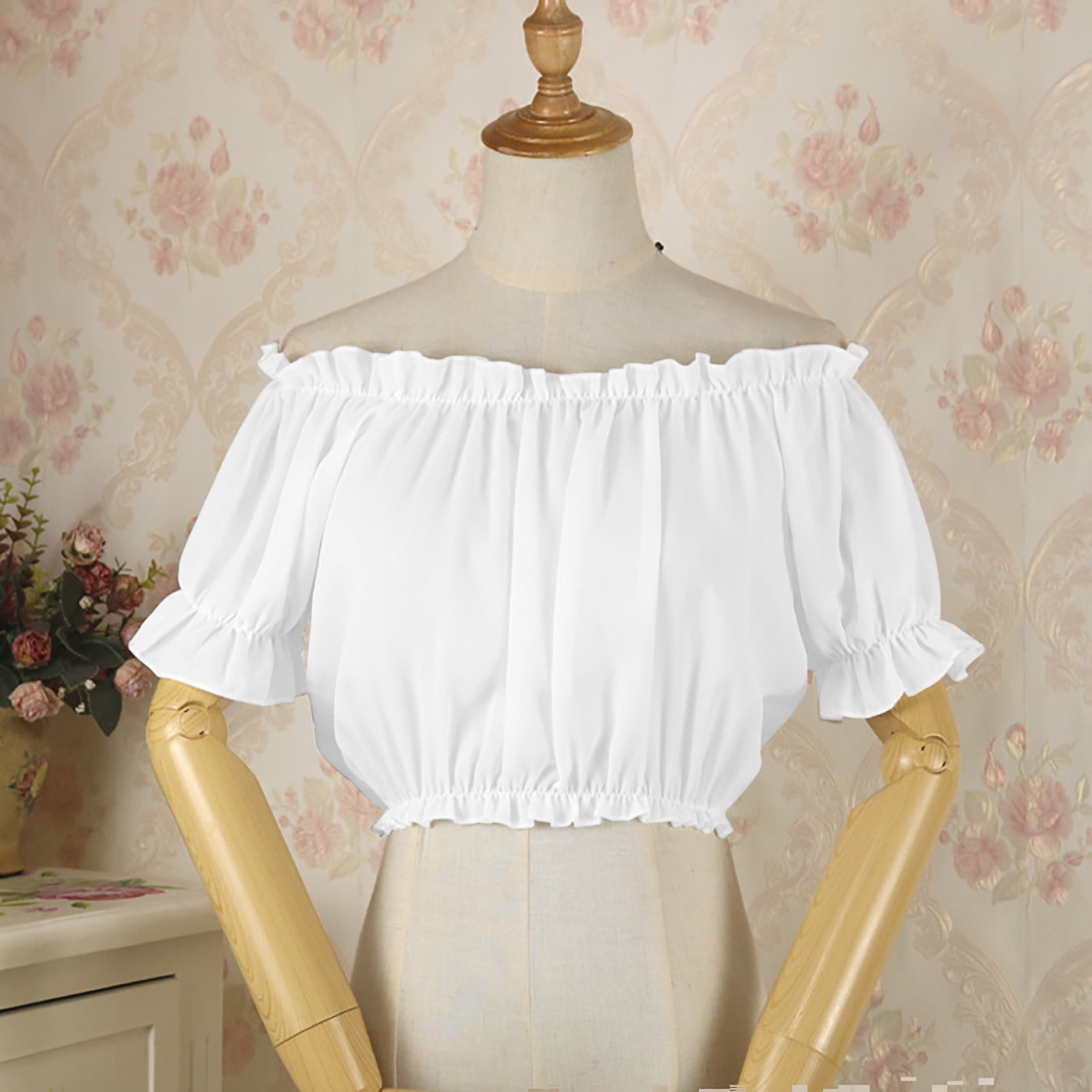 Pincandy Women's Renaissance Shirt Off Shoulder Puff Sleeve Loose