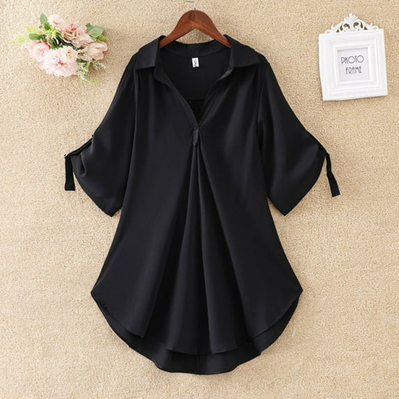 Pincandy Women's Shirt Cover Ups for Women V Neck Bathing Suit Cover Up Bikini Swimsuit Coverup Beach Dress Shirt,Black,3XL