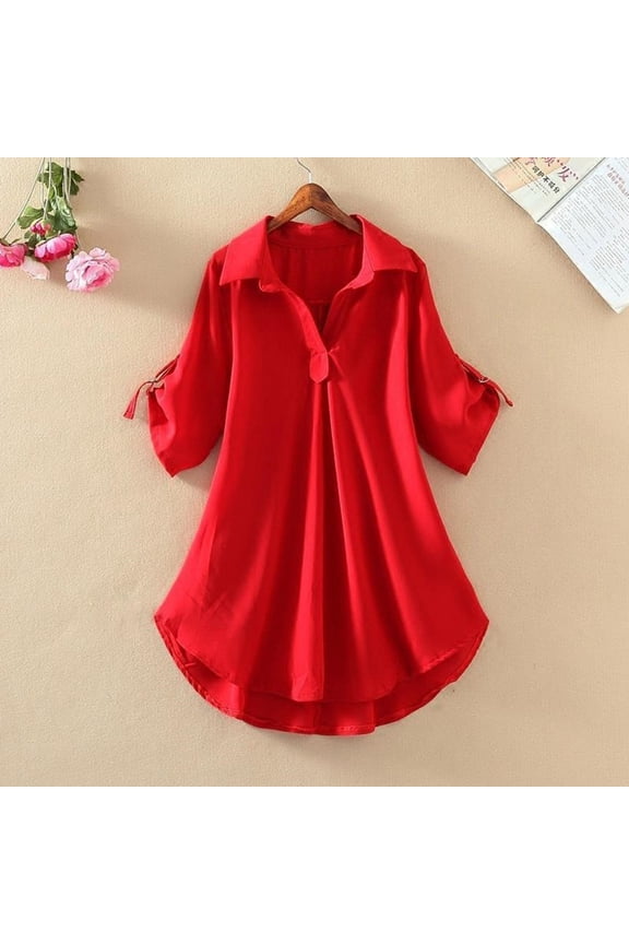 Women's Shirt Cover Ups for Women V Neck Bathing Suit Cover Up Bikini Swimsuit Coverup Beach Dress Shirt,Red,XL
