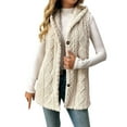 thumbnail image 1 of Pincandy Women's Sleeveless Sherpa Vest Open Front Button Down Fleece Hooded Sweater Fuzzy Jacket Coat with Pockets, 1 of 5