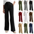 thumbnail image 1 of Pincandy Women's Solid Color Fashion Half Elastic Waist Corduroy Wide Leg Pants with Pockets, Loose Fit, Casual & Daily Wear, 1 of 7