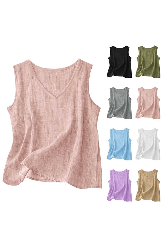 Women's Solid Color V Neck Loose Fit Tank Top Lightweight Comfy Sleeveless Shirt Perfect for Summer Beach and Weekend Shopping Outings