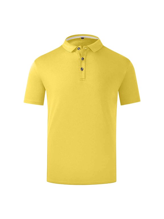 Women's Solid Sports Quick Dry Shirt Men's Shirt, Tall Short Sleeve Performance Cotton Blend,Yellow,4XL