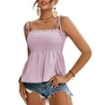 thumbnail image 1 of Pincandy Women's Spaghetti Straps Babydoll Peplum Strappy Cute Cami Tank Tops Women Plus Size Tankini Swim Top Swimwear Bathing Suit Tank Top Bandeau,Purple,M, 1 of 5