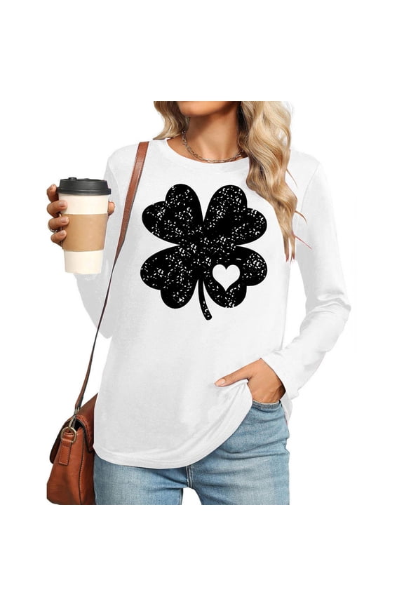 Women's St. Patrick's Day Print Round Neck Long Sleeve Loose Top