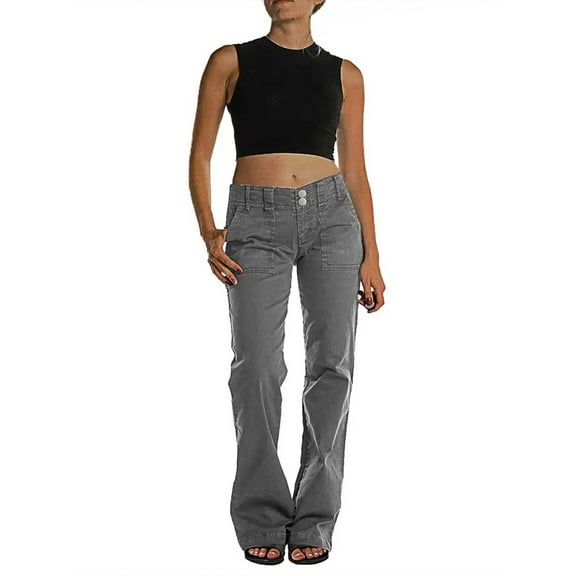 Pincandy Women's Wide Leg Pants for Women Mid Waist Dress Flare Straight Leg Corduroy Pants Workout Jeans Trendy