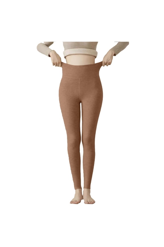 Women's Winter Solid Color High Waist Thermal Pants, German Velvet Lined, Elastic Waistband, Cold Weather & Daily Use