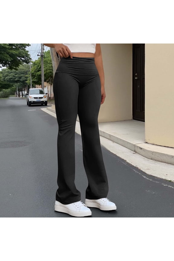 Women's Yoga Pants Wide Leg Workout Leggings Flare Casual Lounge Pants with Pockets High Waist and Tummy Control