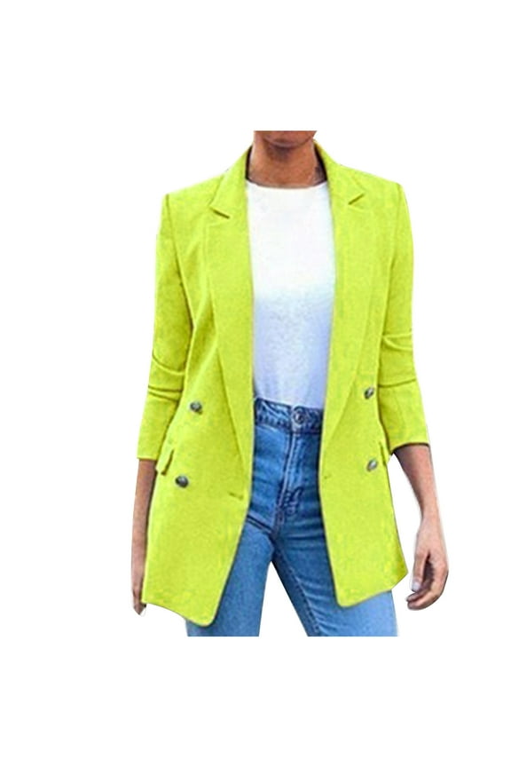 Womens Blazer 2025 Fall Bussiness Casual Long Sleeve Button Open Front Suit Jackets Work Clothes Pockets
