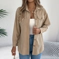 thumbnail image 1 of Pincandy Womens Corduroy Shacket Blouses Button Down Shirts Pocket Long Sleeves Tops Jacket Coats, 1 of 7