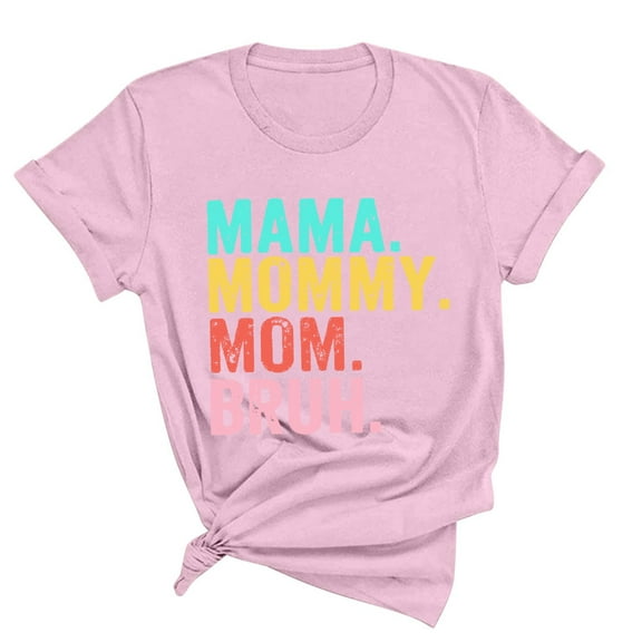 Pincandy Womens Fashion Print Short Sleeve Out Blouse Funny Graphic Tshirt Mother's Day Shirt Casual Short Sleeve Tops Tees,Pink,2XL