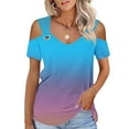 thumbnail image 1 of Pincandy Womens Off The Shoulder Tops Shirts Short Sleeves Regular and Plus Size Tops, 1 of 7