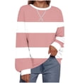 thumbnail image 1 of Pincandy Womens Oversized Striped Sweatshirt Crewneck Long Sleeve Pullover Colorblock Top Y2k Fall Clothes Workout Shirts, 1 of 5