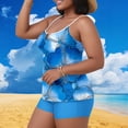 thumbnail image 1 of Pincandy Womens Plus Size Casual Solid Color Spaghetti Strap Tankini Two Piece Set Padded Wireless Soft Stretchy Breathable for Beach Pool Vacation Summer Leisure Wear, 1 of 6