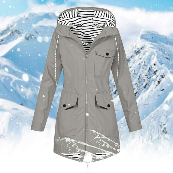 Pincandy Womens Rain Coat Waterproof Active Outdoor Rain Jacket Lightweight Zip Up Summer Fall Raincoat Windbreaker With Hood