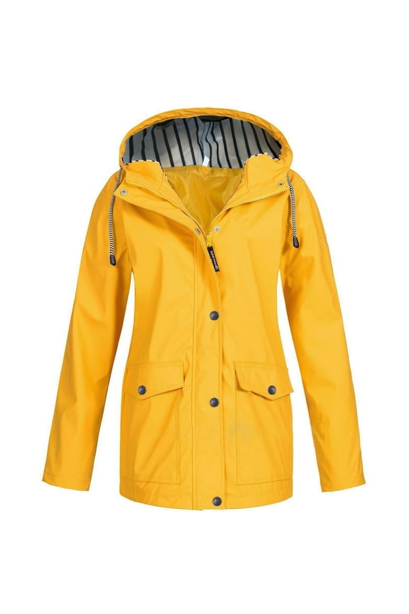 Womens Rain Coat Waterproof Active Outdoor Rain Jacket Lightweight Zip Up Summer Fall Raincoat Windbreaker With Hood