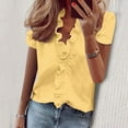 thumbnail image 1 of Pincandy Womens Short Sleeve Shirts V Neck Collared Button Down Shirt Tops, 1 of 6