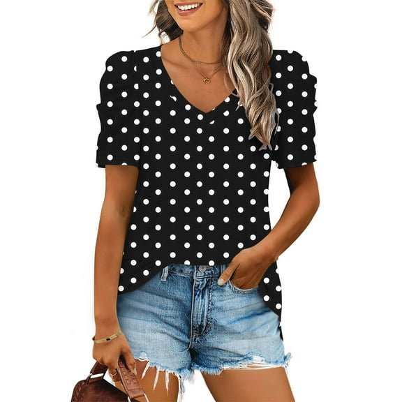 Pincandy Womens Short Sleeve T Shirts V Neck Solid Color Casual Tees Tops Fashion Trendy Summer Outfits Clothes 2025