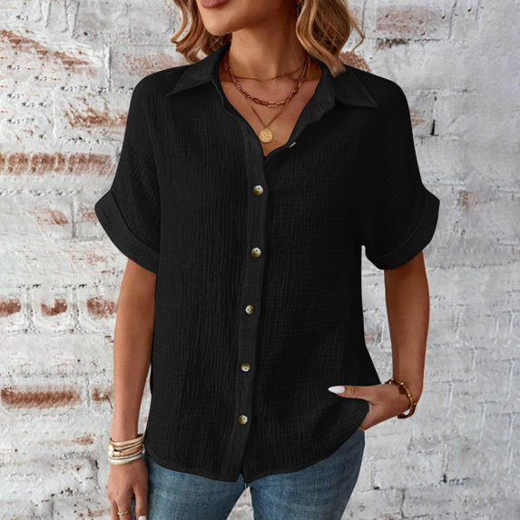 Pincandy Womens Short Sleeved Solid Color Casual Loose Fitting Casual Solid Short Sleeve Boat Neck/V Neck Dolman Top T Shirt with Side Shirring,Black,2XL