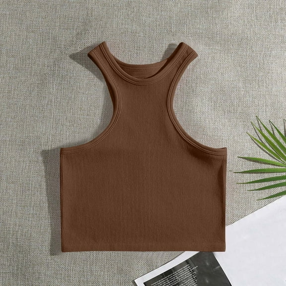 Pincandy Womens Sleeveless Tank Tops Fashion Summer Casual Basic Slim Fit Ribbed Racerback Top Shirt Clothes