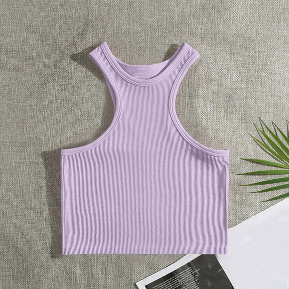 Pincandy Womens Sleeveless Tank Tops Fashion Summer Casual Basic Slim Fit Ribbed Racerback Top Shirt Clothes