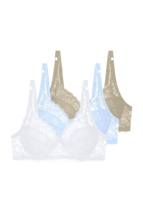 WomensLace Gathered Bra Straps Breast Cup Underwear Pack of Sports Bras