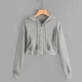 thumbnail image 1 of Pincandy Zip Up Hoodie Women Cropped Casual Sweatshirts Workout Long Sleeve Drawstring Hooded Jacket Crop Tops, 1 of 5