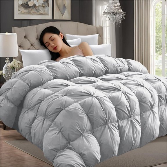 Pinch Comforter Soft as Feathers Polyfill Microfiber Fabric 8-Side & Corner Loops Luxurious Perfect for Home and Hotel Pack of 1 Oversized Queen_98 X 98 Inch