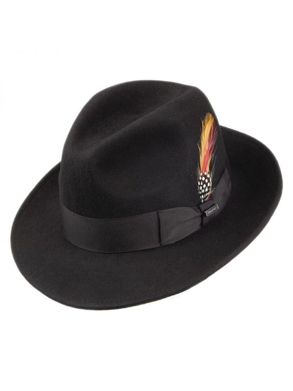 Pinch Crown Crushable Wool Felt Fedora Hat - XXL - Black