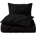 thumbnail image 1 of Pinch Duvet Cover 3 Piece Set with Zipper, 400 Thread Count & 100% Egyptian Cotton, Luxury Pleated Pinch Comforter and Quilts Protector with Pillowcases - Black Solid, Super King Size., 1 of 5