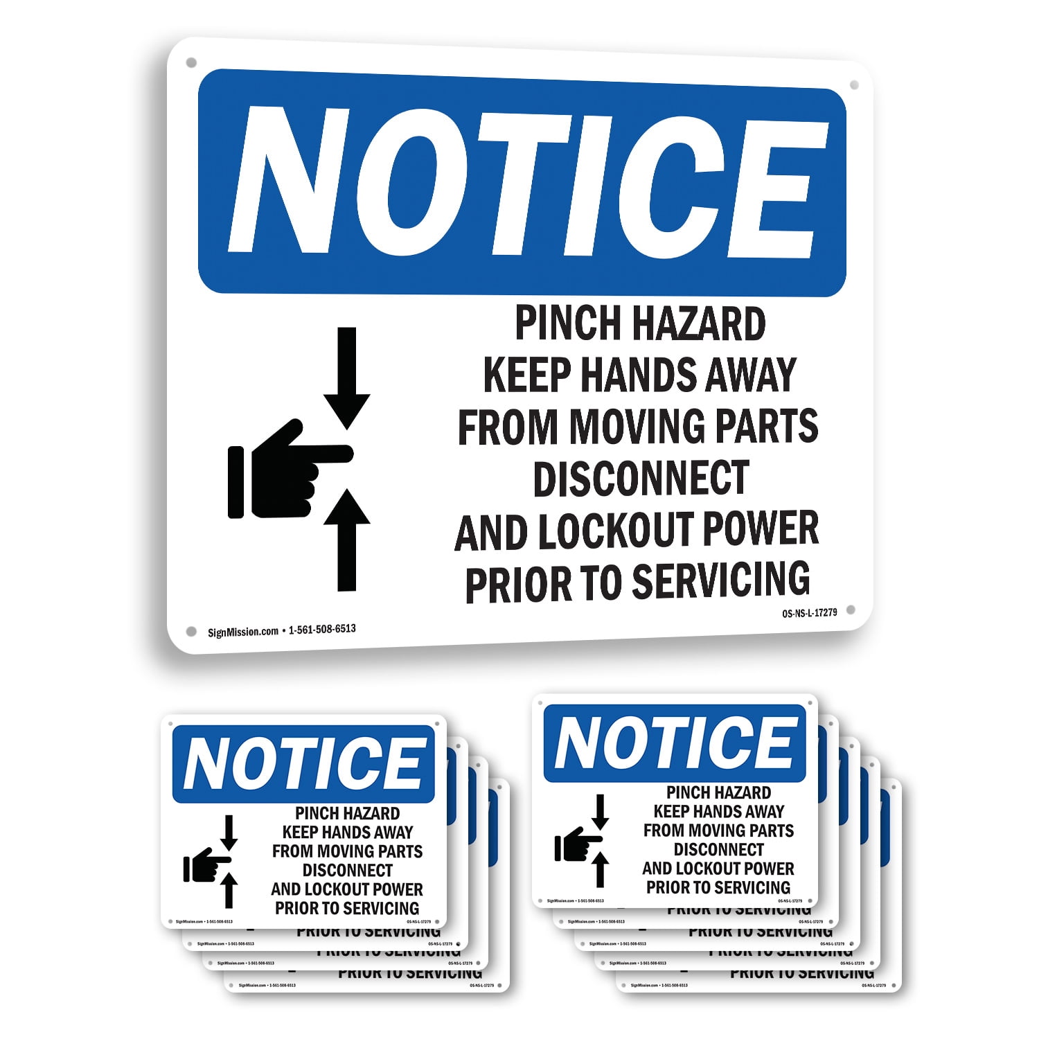 Pinch Hazard Keep Hands Away OSHA Notice Rigid Plastic Sign 14 Inch x ...