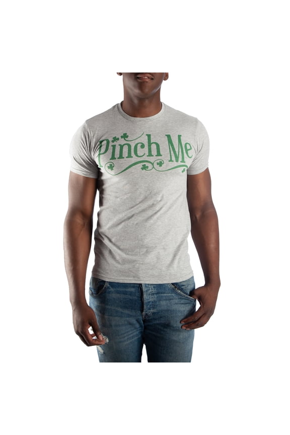 Pinch Me Shamrock Men's Gray T-Shirt Tee Shirt-Medium