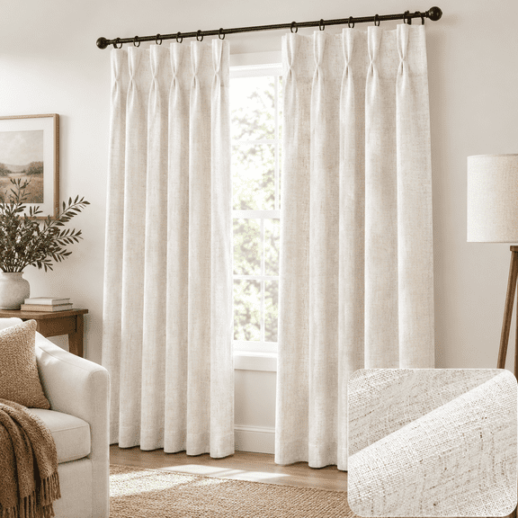 Pinch Pleat Cafe Curta45 Inch Length Linen Curtain For Kitchen Thicktcore Sheer Light Filtering Kitchen/cafe Small Window Tab Drap