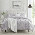 thumbnail image 1 of Pinch Pleat Duvet Cover Set, 3Pc Luxurious Premium Pintuck Style Comforter Cover, 1 of 18