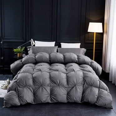 Pinch Pleat Goose Down Comforter,100%Cotton Fabric,750+ Fill Power