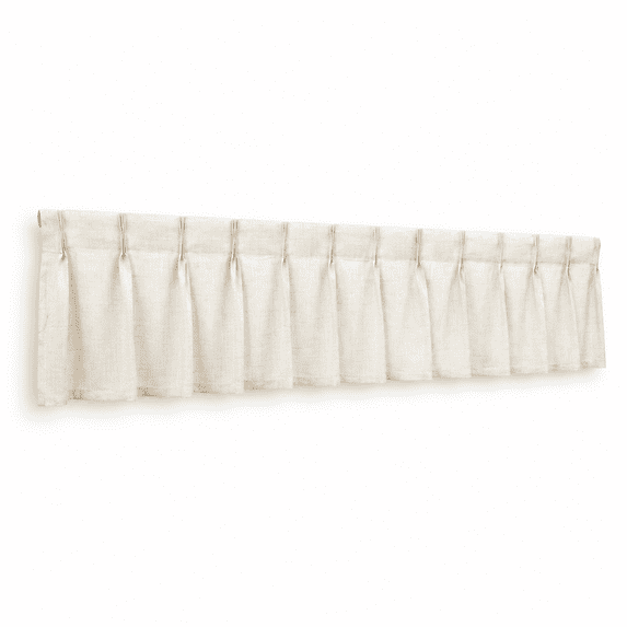 Vlanace Pinch Pleat Valance For Kitchen Window Linen Textured Solid Beige 108 ...