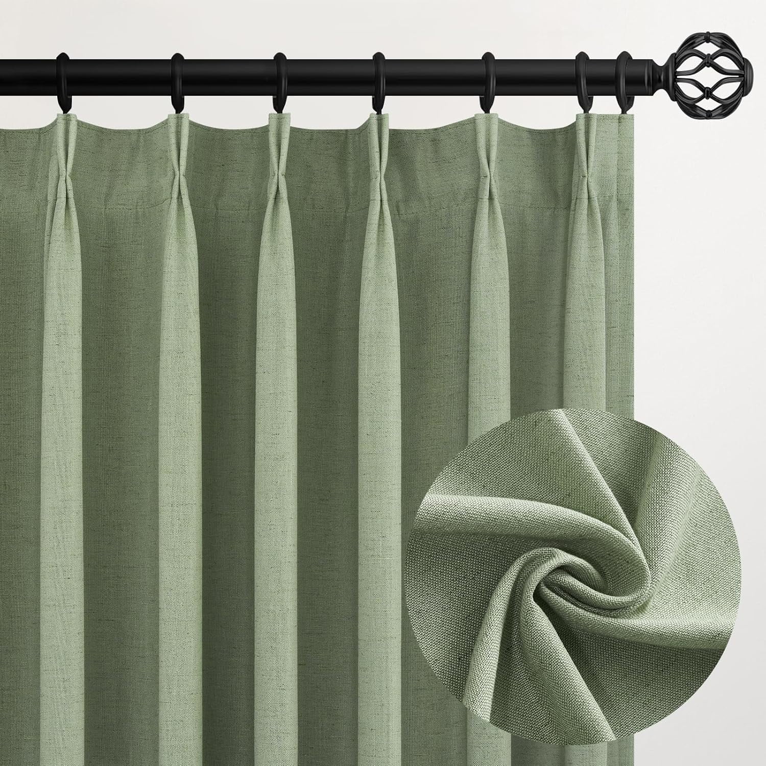 Nanspring Cream Linen Back Tab Curtains 84 Inch Length Living Room 2 Panel Set Modern Farmhouse 12 thumbnail image