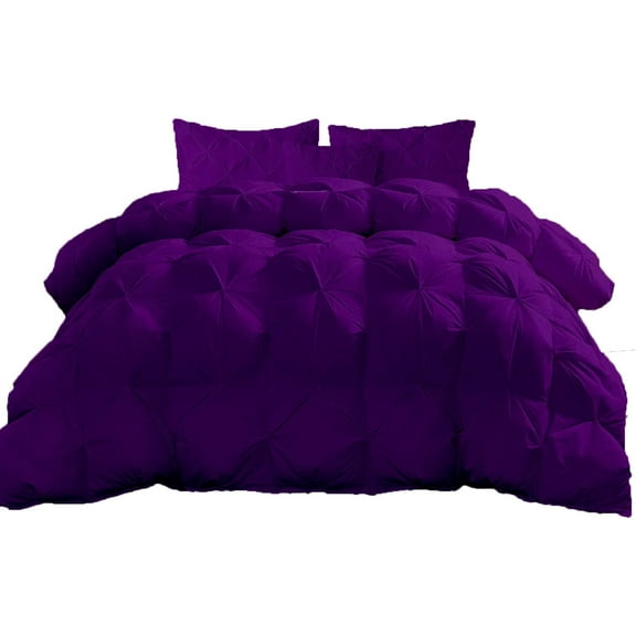Pinch Pleated Down Alternative Comforter Oversized King Plus (128x120) 5-Pc (1pc Comforter & 4 pcs Pillow Covers), 700 GSM & All Side Corner Tabs 100% Egyptian Cotton