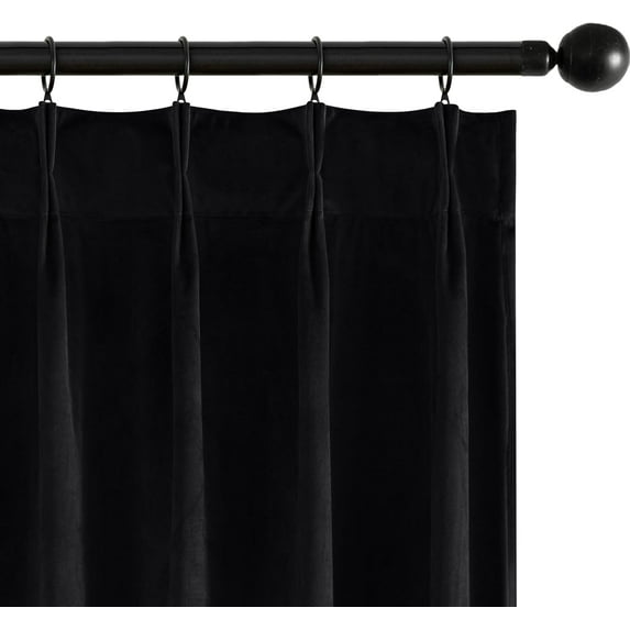 Pinch Pleated Black Velvet Blackout Curtains 84 inches Long, Thermal Insulated Pinch Pleat Drapes with Hooks, Luxury Halloween Window Panels for Bedroom Living Room, 2 Panels