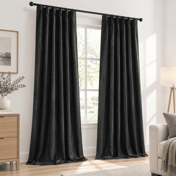 Pinch Pleated Blackout Curtains/drapes 120 Inch Length Tab With Hooks ...