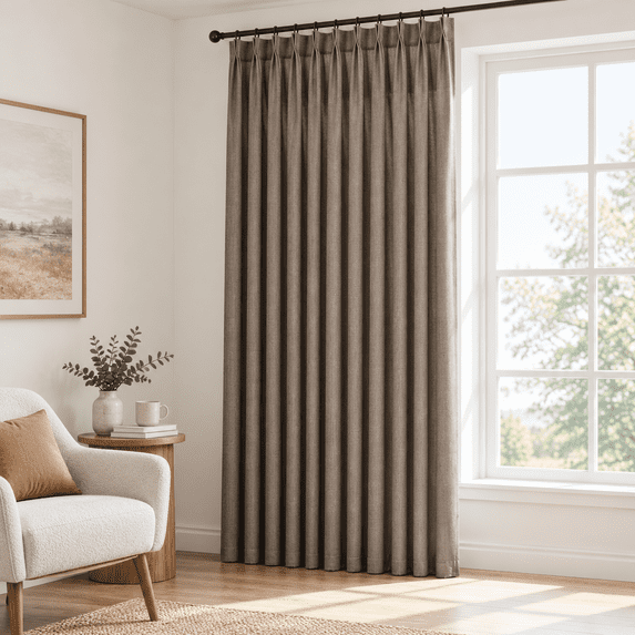 Pinch Pleated Curta90 Inches Long 1 Panels Set Dark Flax Semi Sheerton ...