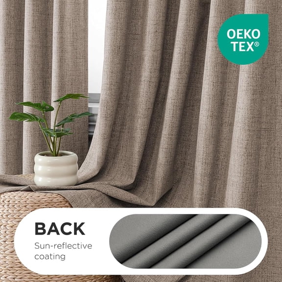Pinch Pleated Curtains - Blackout for Bedroom, Linen Curtains 40" W x 84" L, Thermal Insulated 2 Panels Light Blocking Drapes, Back Tabs for Living Room