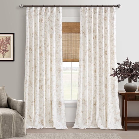 Long Valance Pinch Pleated Curtains, Semi Sheer Window Curtain, Drapes for Living ...